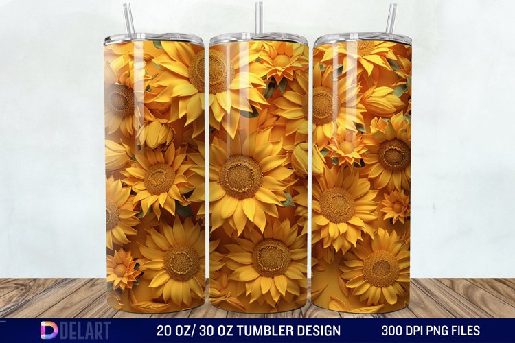 3D Sunflowers Tumbler Wrap example image 1