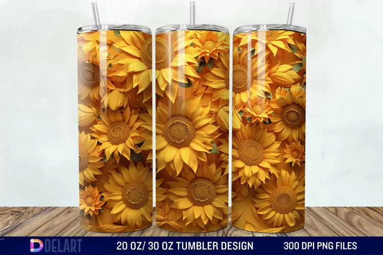 3D Sunflowers Tumbler Wrap