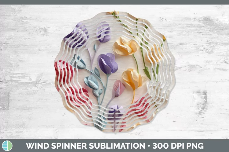 3D Sweet Pea Flowers Wind Spinner | Sublimation Spinner Desi