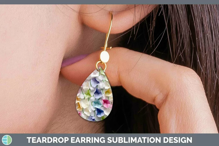 3D Sweet Pea Teardrop Earrings | Sublimation Earrings Design