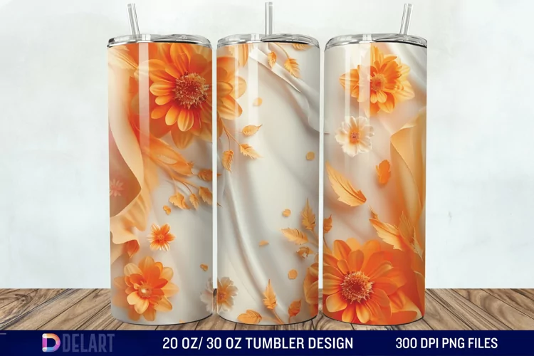 3d Floral stained glass Tumbler Wrap