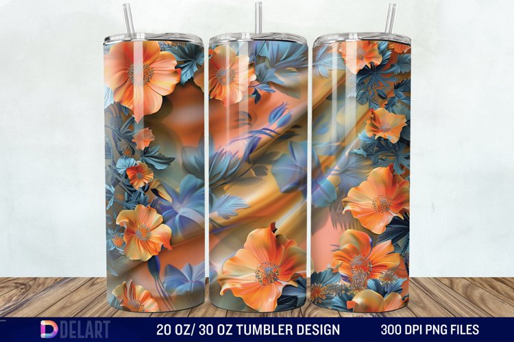 3d Floral stained glass Tumbler Wrap example image 1