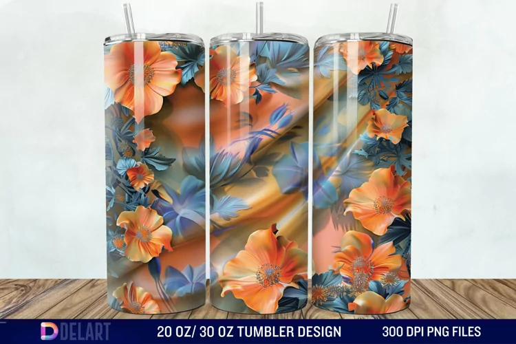 3d Floral stained glass Tumbler Wrap