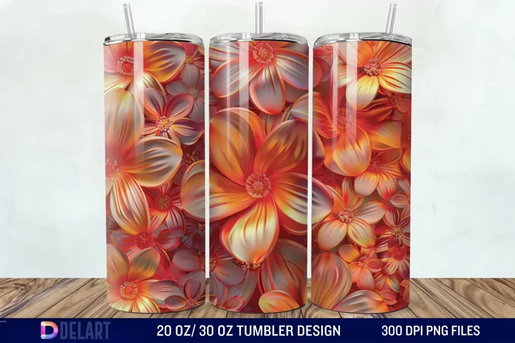 3d Floral stained glass Tumbler Wrap