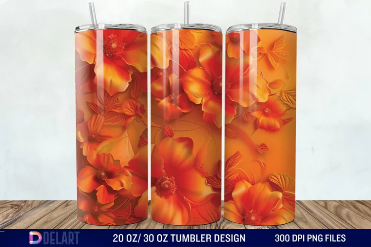 3d Floral stained glass Tumbler Wrap