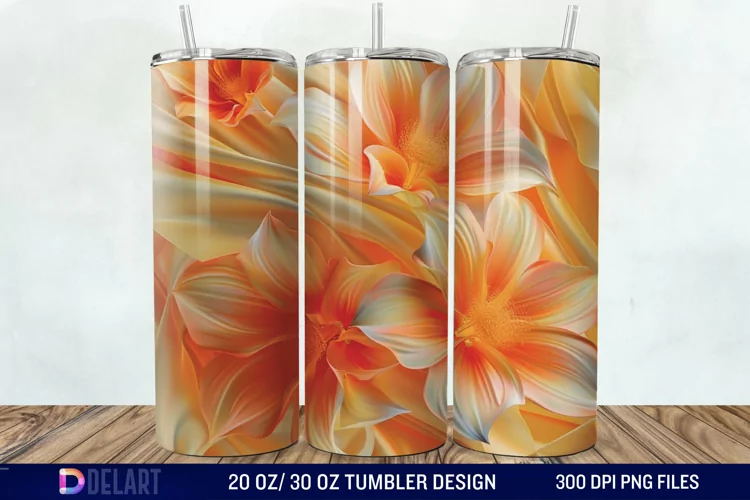 3d Floral stained glass Tumbler Wrap
