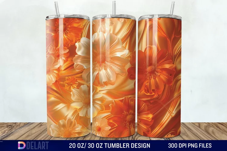 3d Floral stained glass Tumbler Wrap