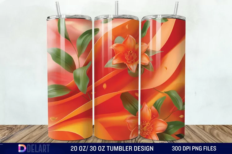 3d Floral stained glass Tumbler Wrap