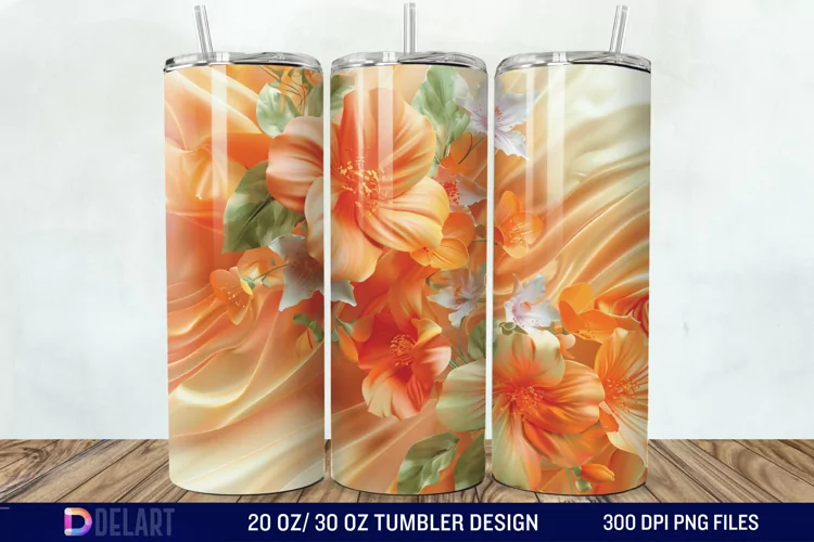 3d Floral stained glass Tumbler Wrap