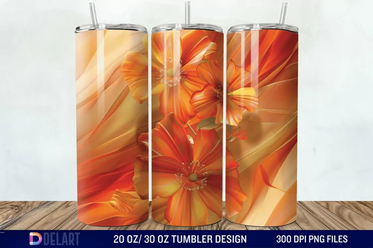 3d Floral stained glass Tumbler Wrap
