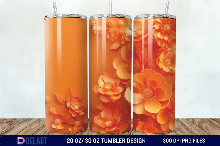 3d Floral stained glass Tumbler Wrap