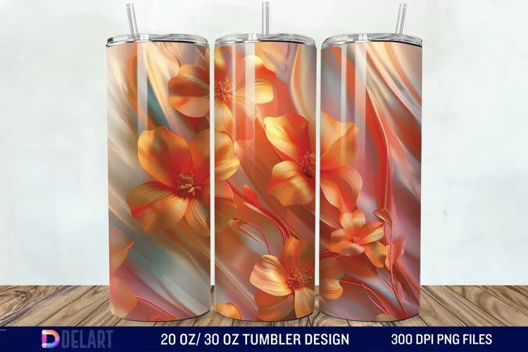 3d Floral stained glass Tumbler Wrap