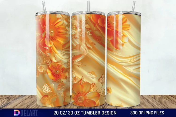 3d Floral stained glass Tumbler Wrap