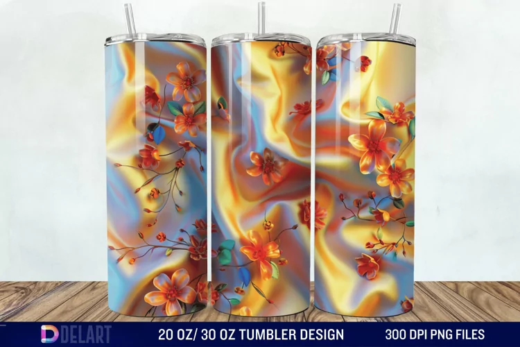 3d Floral stained glass Tumbler Wrap