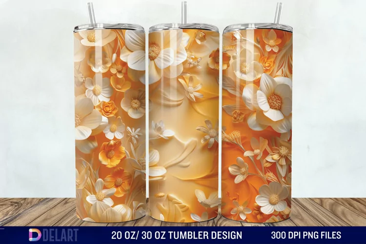 3d Floral stained glass Tumbler Wrap