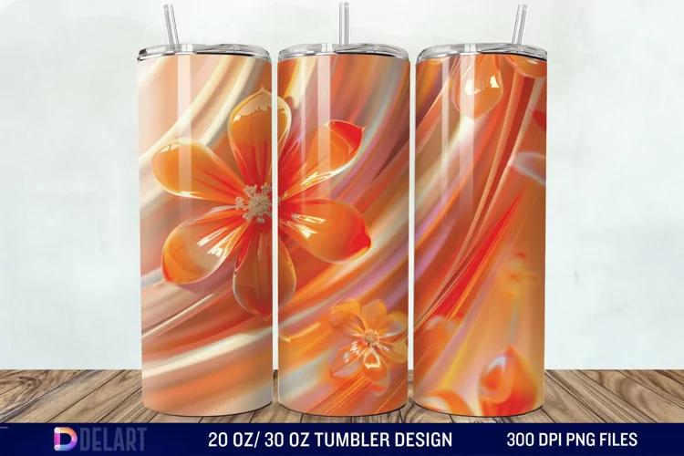 3d Floral stained glass Tumbler Wrap