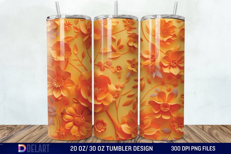 3d Floral stained glass Tumbler Wrap example image 1