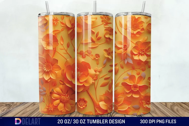 3d Floral stained glass Tumbler Wrap