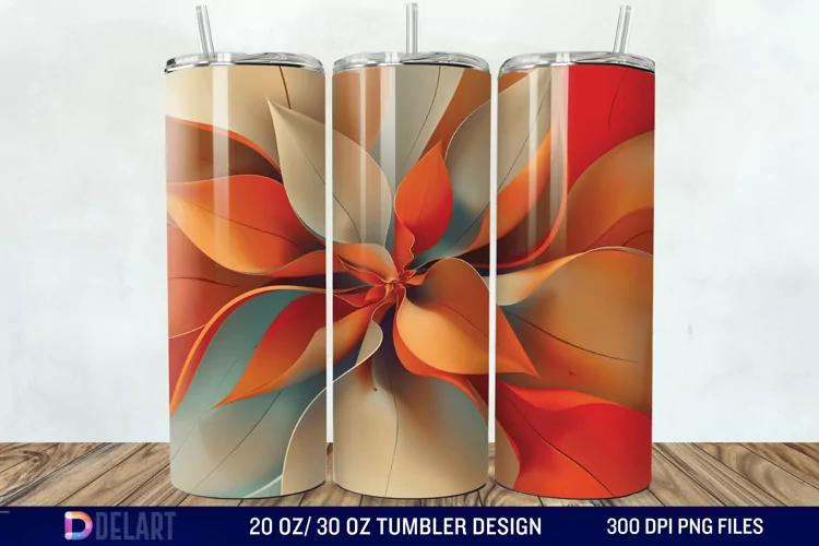 3d Floral stained glass Tumbler Wrap