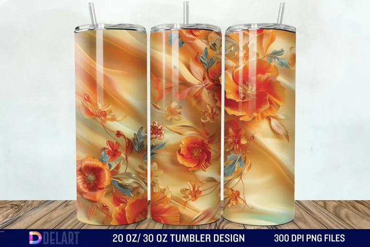 3d Floral stained glass Tumbler Wrap