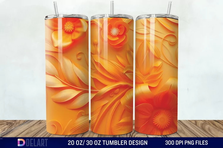 3d Floral stained glass Tumbler Wrap