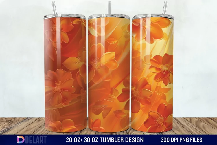 3d Floral stained glass Tumbler Wrap