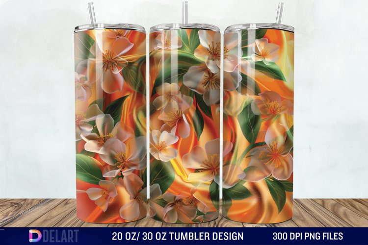 3d Floral stained glass Tumbler Wrap example image 1