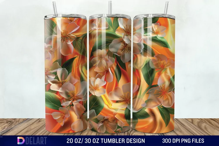 3d Floral stained glass Tumbler Wrap