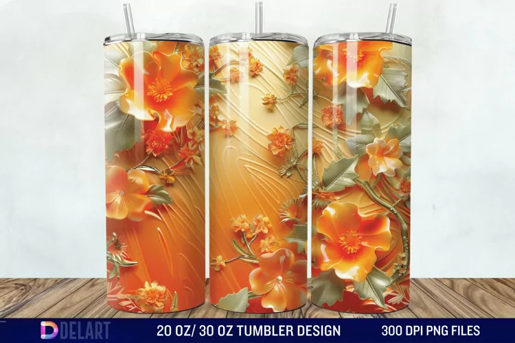 3d Floral stained glass Tumbler Wrap