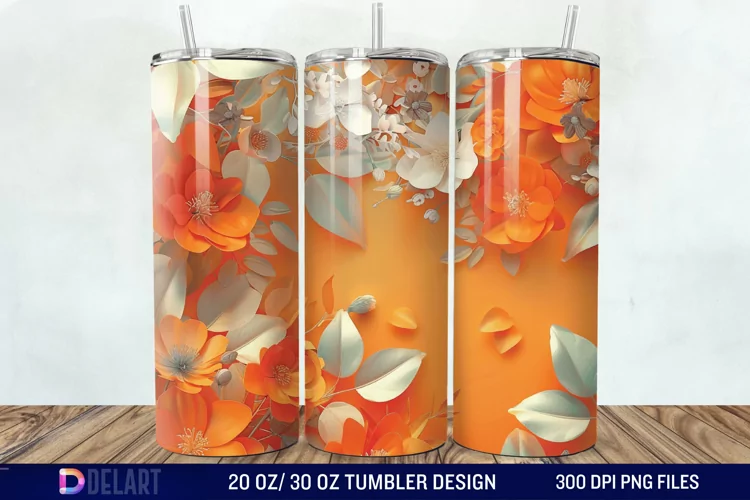 3d Floral stained glass Tumbler Wrap