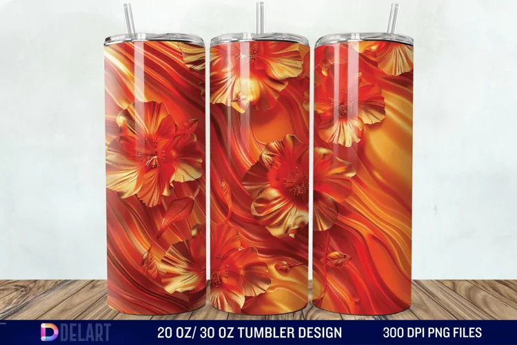 3d Floral stained glass Tumbler Wrap