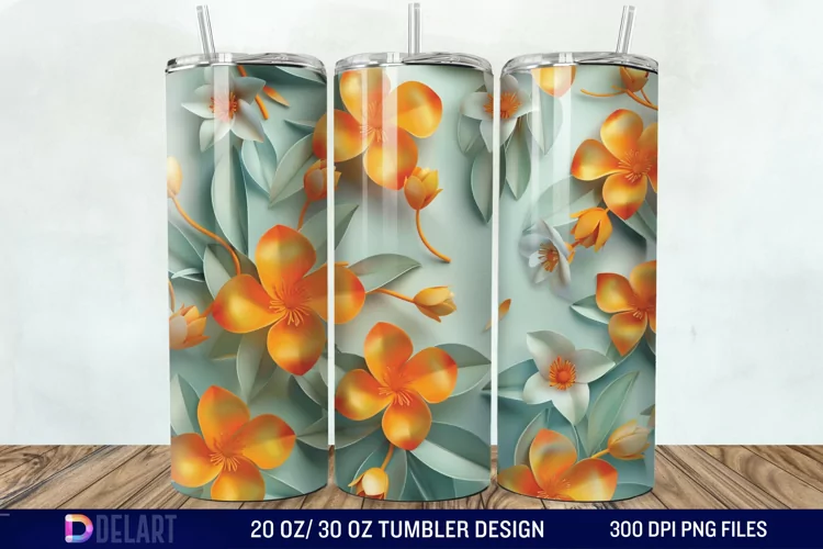 3d Floral stained glass Tumbler Wrap