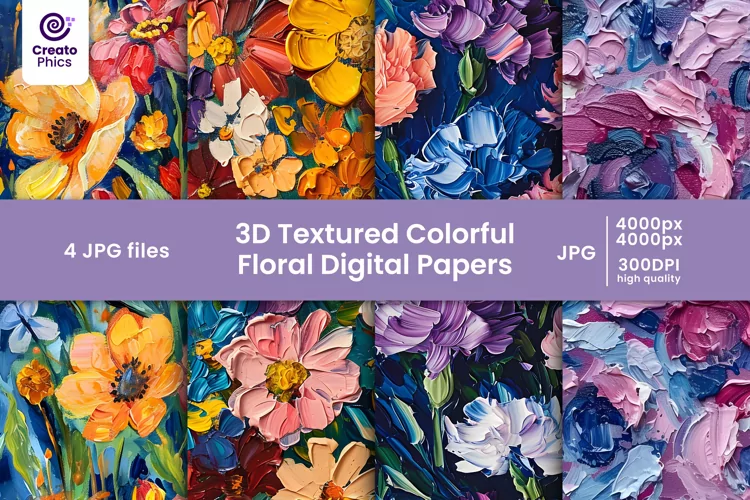 3d textured floral digital paper and floral backgrounds