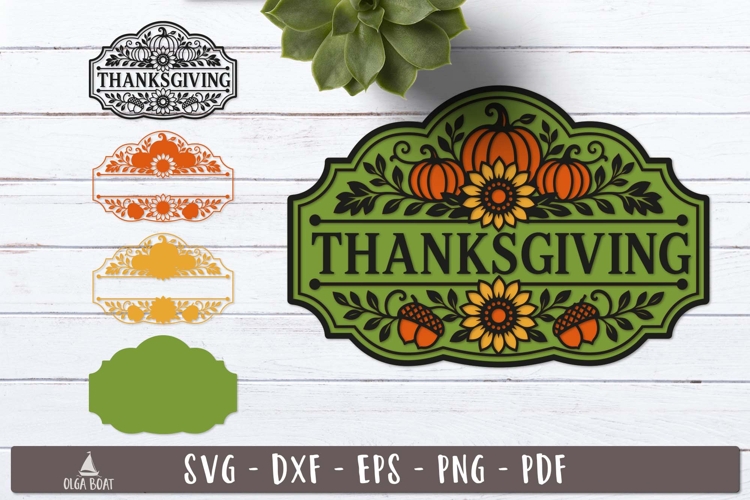 3d Thanksgiving Sign Layered SVG design