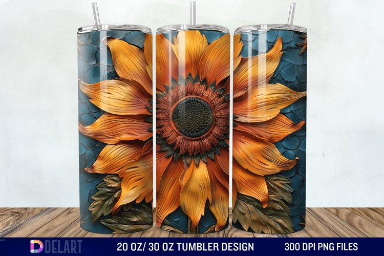 3D Tooled Leather Sunflower Tumbler Wrap example image 1