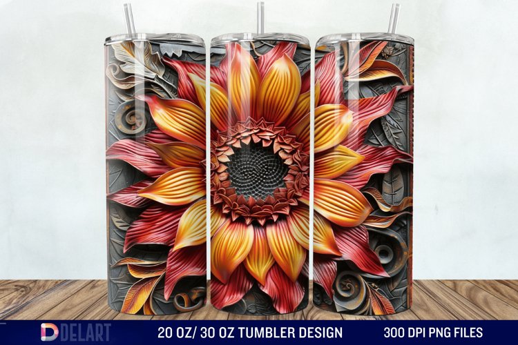 3D Tooled Leather Sunflower Tumbler Wrap example image 1