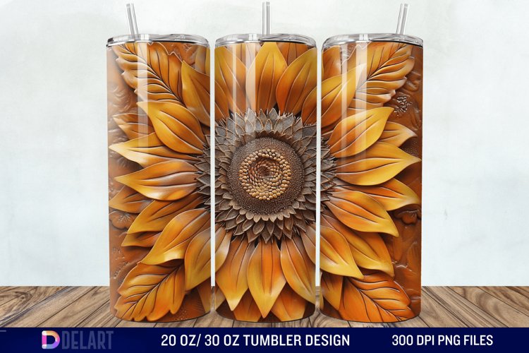 3D Tooled Leather Sunflower Tumbler Wrap example image 1