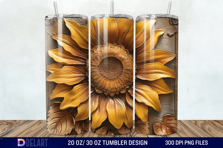 3D Tooled Leather Sunflower Tumbler Wrap example image 1