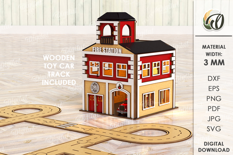 3D Town Laser Cut. Kids toy SVG