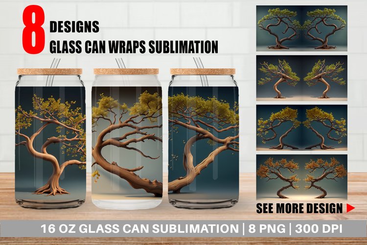 Glass Can Wraps 3D Tree Branch