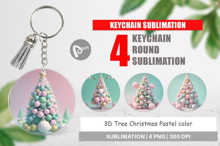 Keychain 3D Tree Christmas Pastel