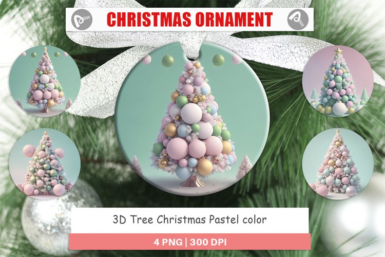 3D Tree Christmas Pastel Christmas Ornaments