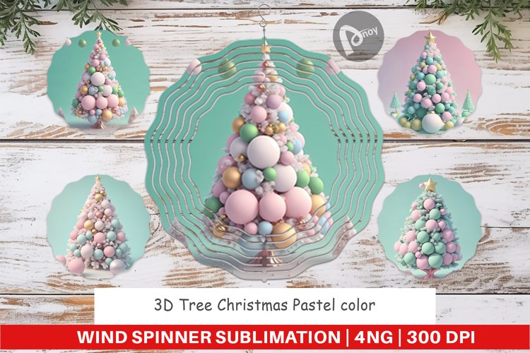 Wind Spinner 3D Tree Christmas Pastel