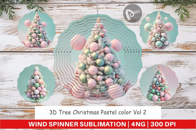 Wind Spinner 3D Tree Christmas Pastel