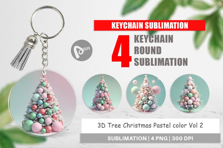 Keychain 3D Tree Christmas Pastel