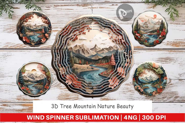 Wind Spinner 3D Landscape Mountain Tree