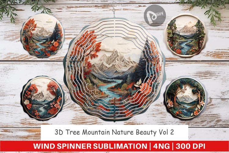 Wind Spinner 3D Landscape Mountain Tree