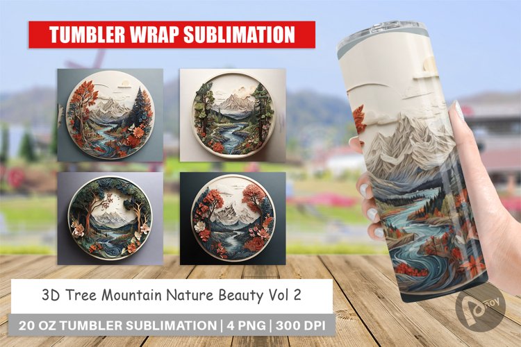 Tumbler Wrap 3D Landscape Mountain Tree