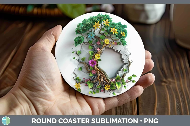 3D Tree of Life Round Coaster Sublimation Coaster Designs
