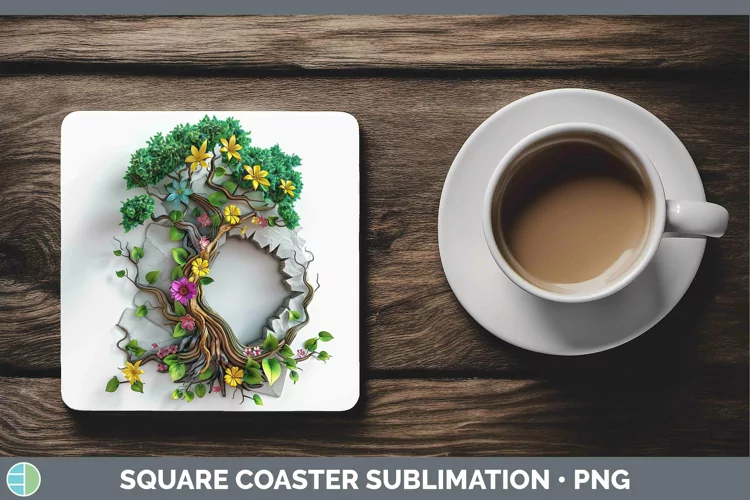 3D Tree of Life Square Coaster Sublimation Coaster Designs